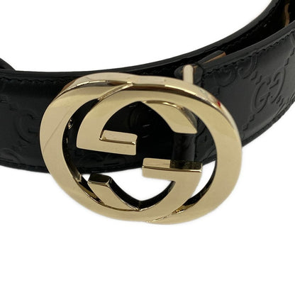 Gucci Belt 80.32 Black Interlocking Leather — view 3