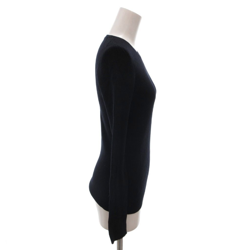 Prada Rib Knit Sweater Crew Neck Long Sleeve Stretch 42 Navy — view 3
