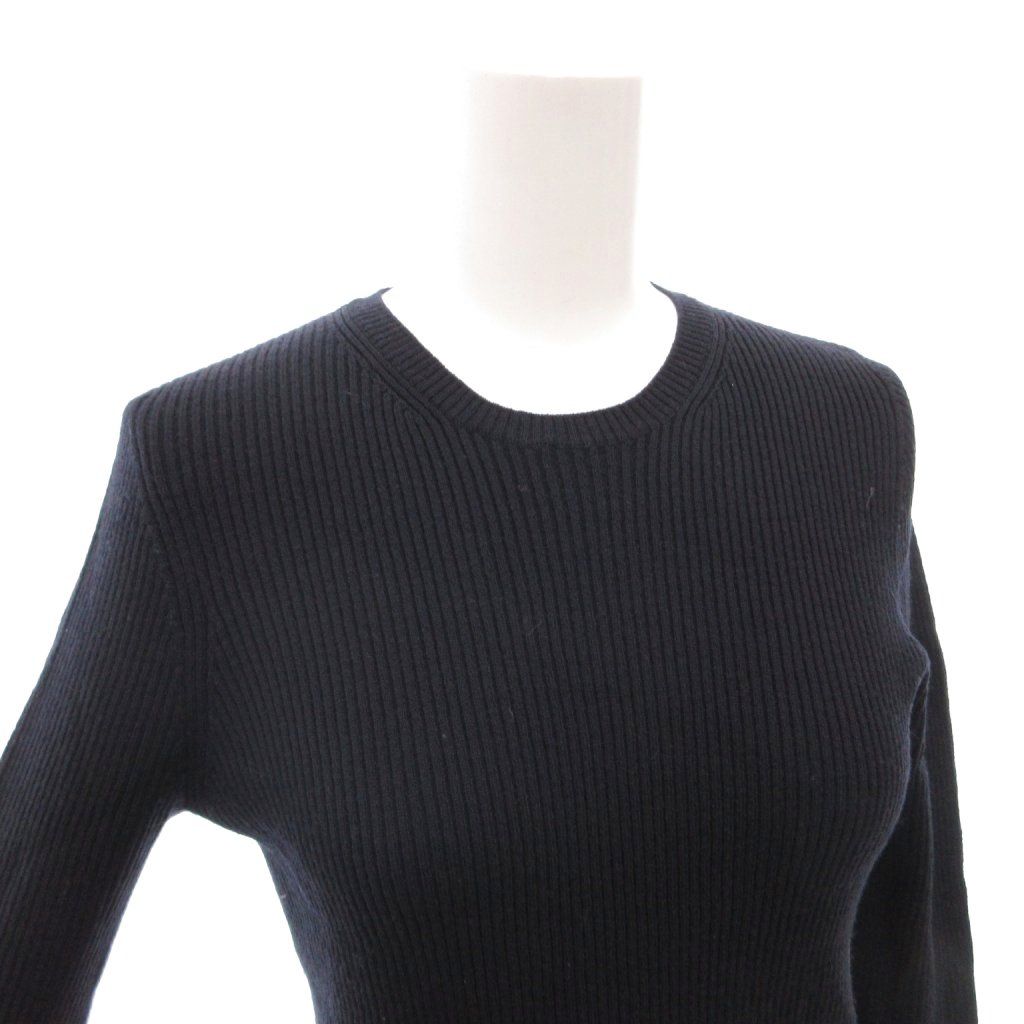 Prada Rib Knit Sweater Crew Neck Long Sleeve Stretch 42 Navy — view 4