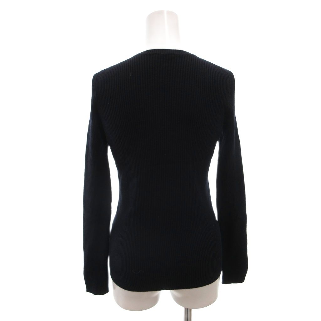 Prada Rib Knit Sweater Crew Neck Long Sleeve Stretch 42 Navy — view 2