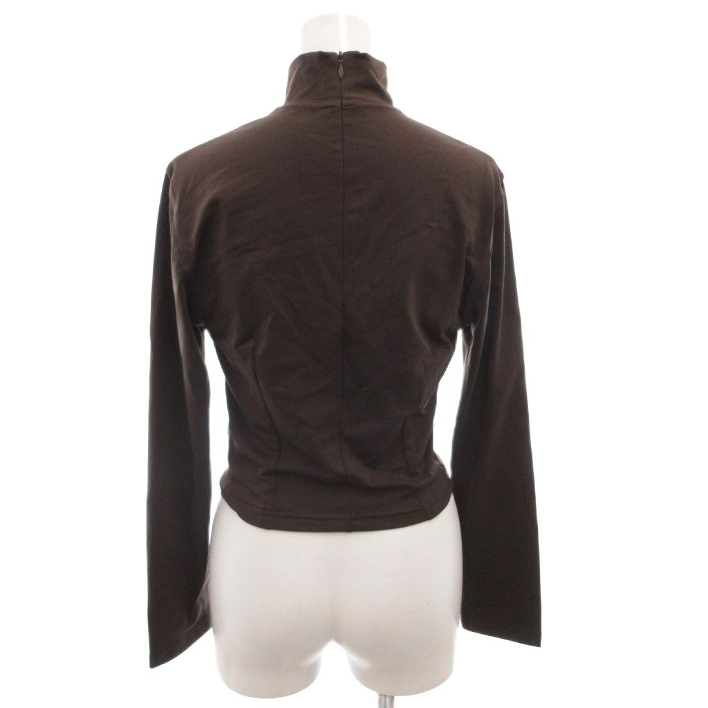 Fendi Top Pullover High Neck Logo Embroidery Long Sleeve Stretch 42 Brown — view 2