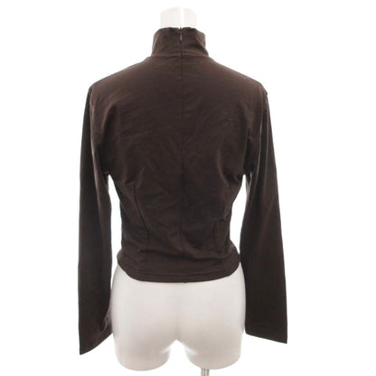 Fendi Top Pullover High Neck Logo Embroidery Long Sleeve Stretch 42 Brown — view 2
