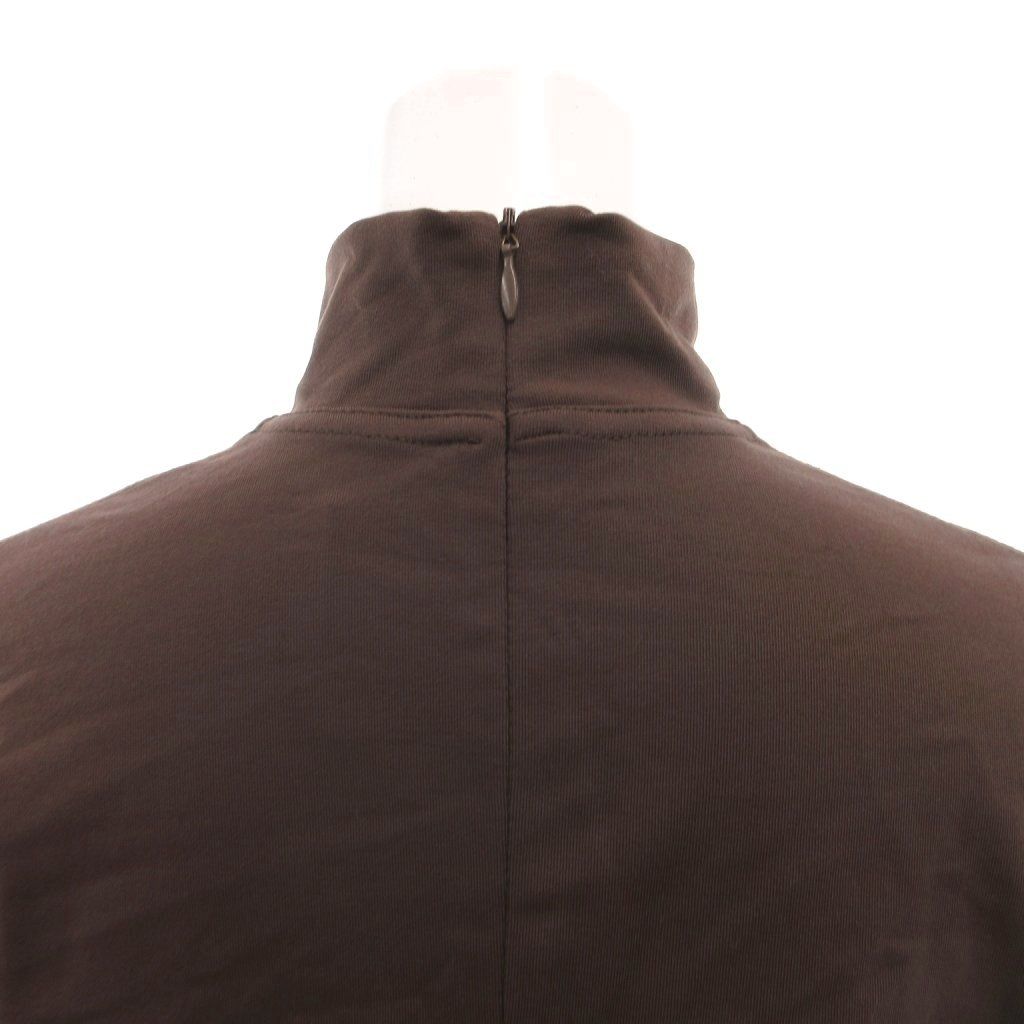 Fendi Top Pullover High Neck Logo Embroidery Long Sleeve Stretch 42 Brown — view 6