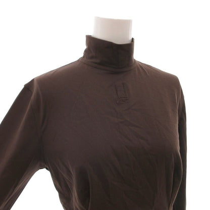 Fendi Top Pullover High Neck Logo Embroidery Long Sleeve Stretch 42 Brown — view 5