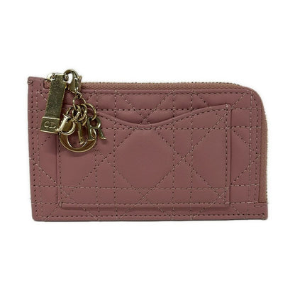 Dior Coin Case Lady Pink L-shaped Zipper Leather