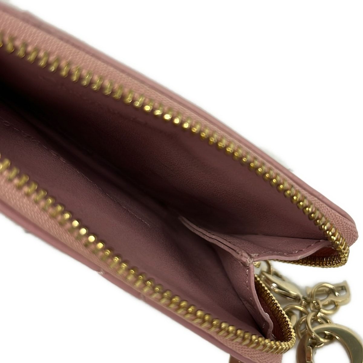 Dior Coin Case Lady Pink L-shaped Zipper Leather — view 3