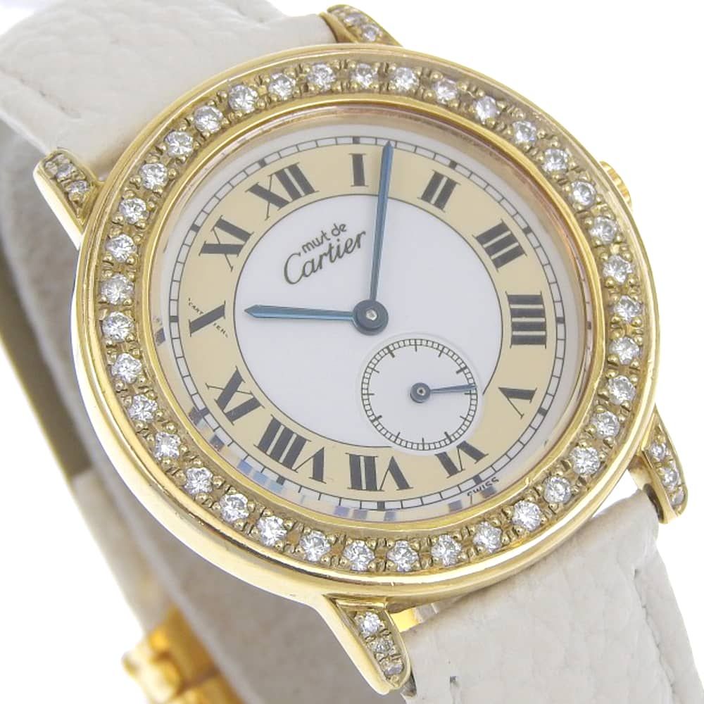 Cartier Mastrond Aftermarket Bezel 925 Sterling Silver Diamond Leather Quartz — view 3