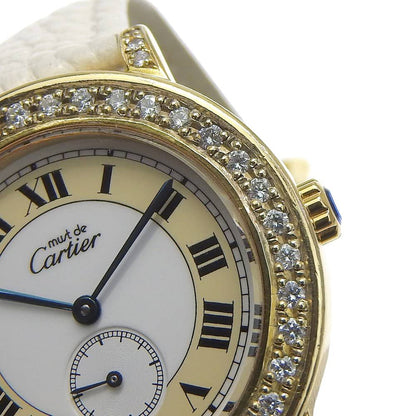 Cartier Mastrond Aftermarket Bezel 925 Sterling Silver Diamond Leather Quartz — view 6