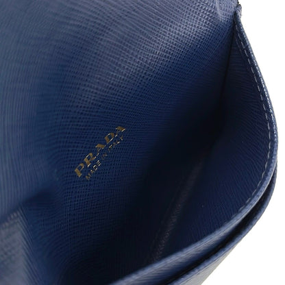 Prada Card Case Navy Gold Leather — view 4
