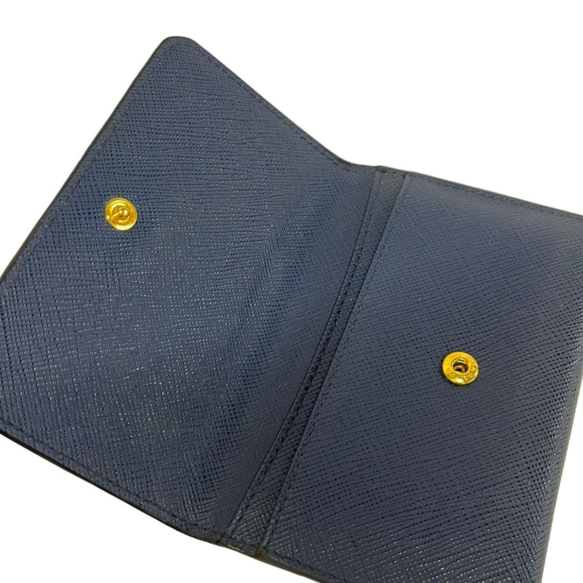 Prada Card Case Navy Gold Leather — view 3