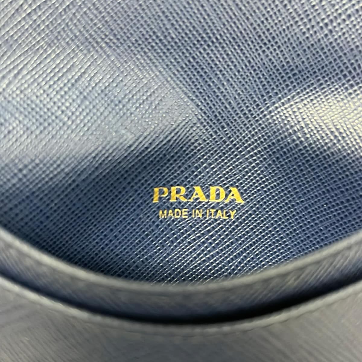 Prada Card Case Navy Gold Leather — view 5