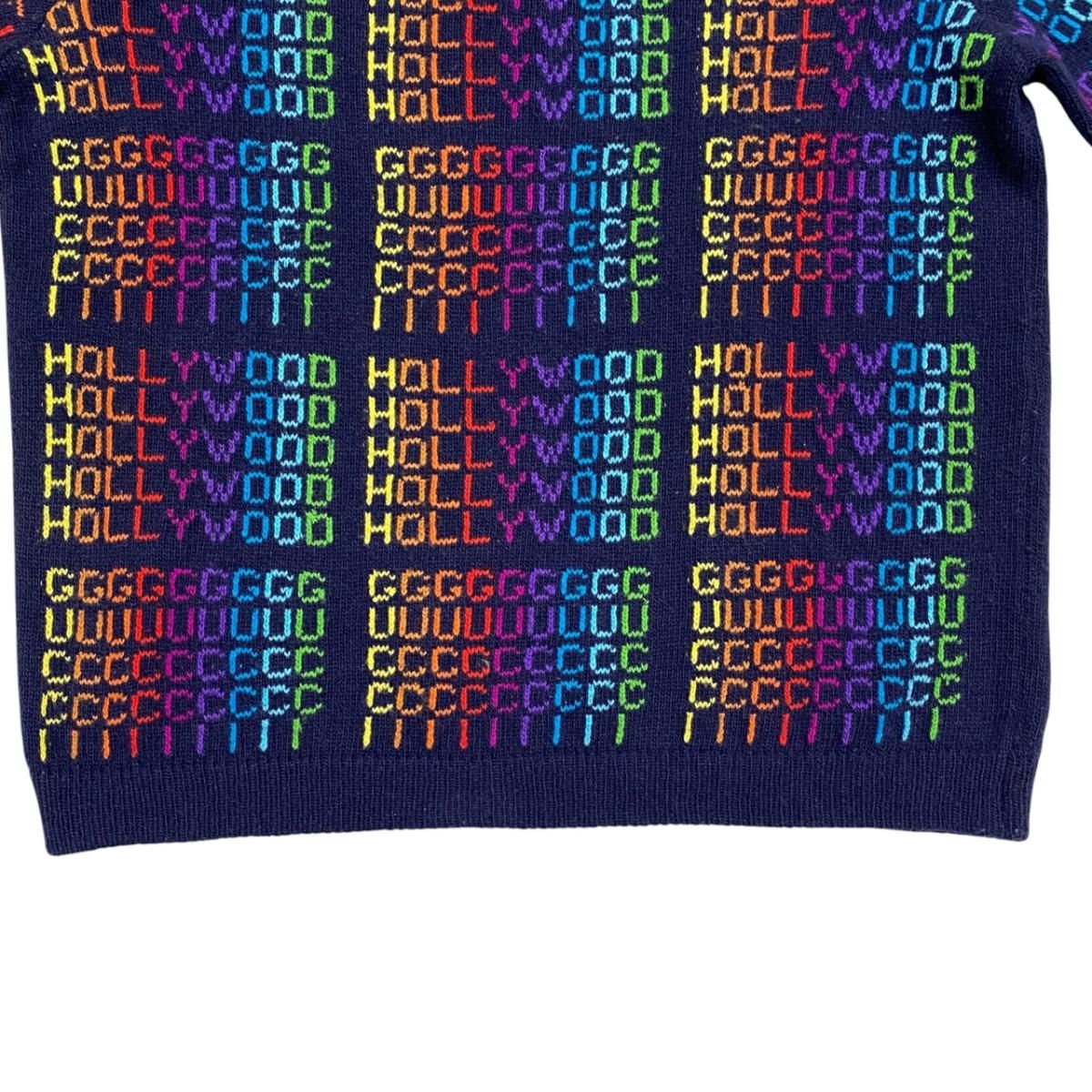 Gucci Sweater Logo Total Pattern Knit XL U-le Navy Rainbow Multicolor — view 4