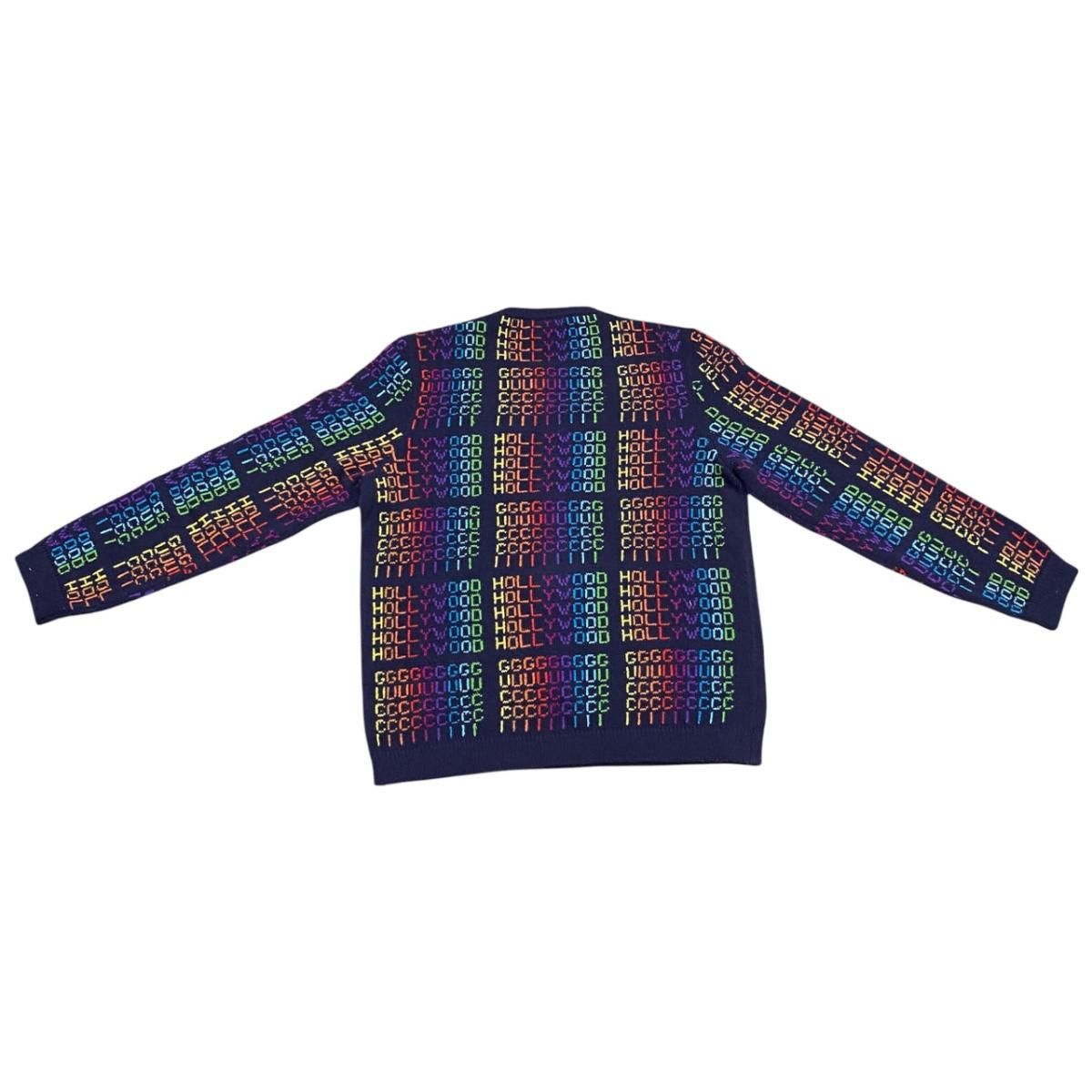 Gucci Sweater Logo Total Pattern Knit XL U-le Navy Rainbow Multicolor — view 2