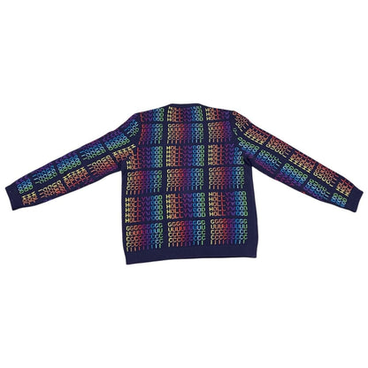 Gucci Sweater Logo Total Pattern Knit XL U-le Navy Rainbow Multicolor — view 2