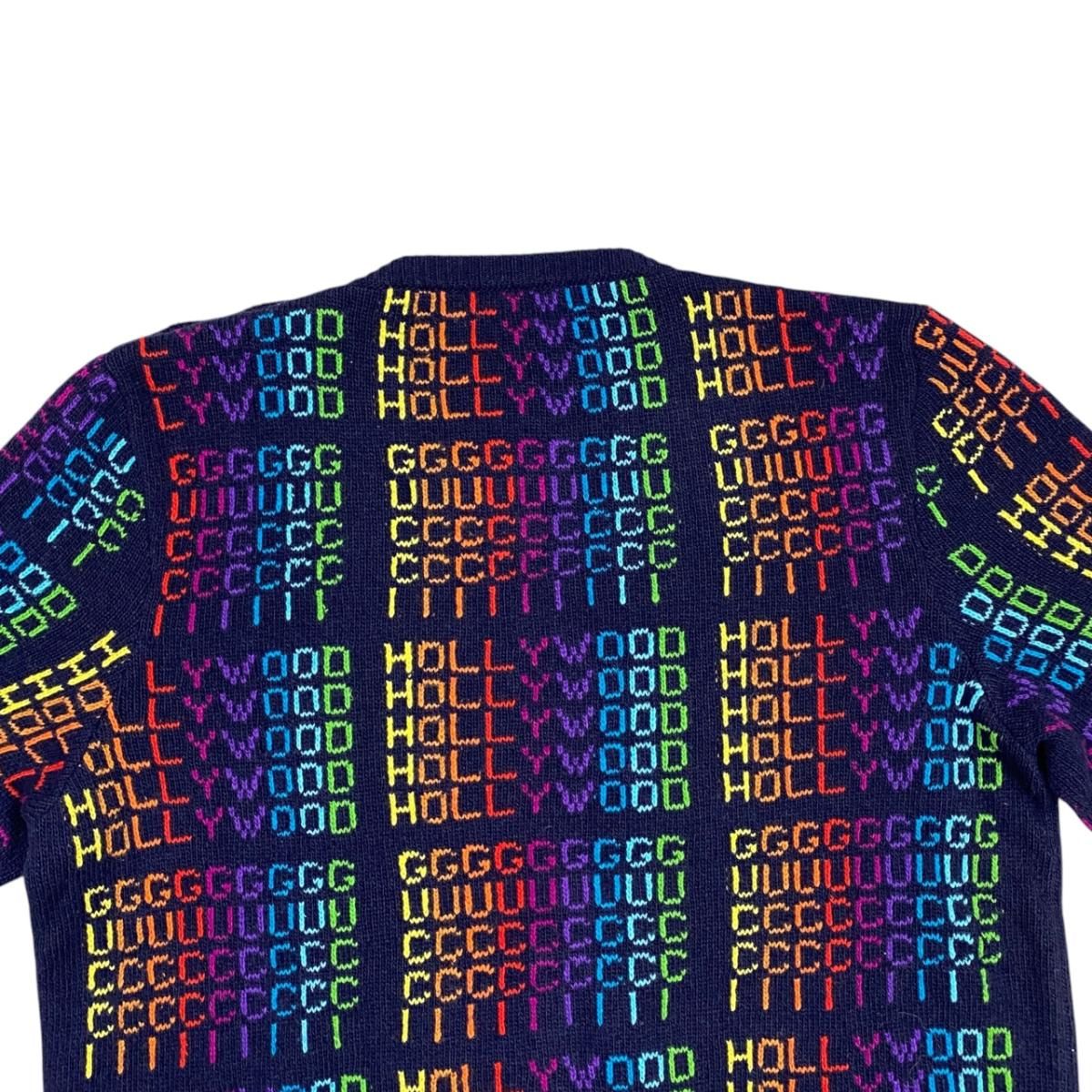 Gucci Sweater Logo Total Pattern Knit XL U-le Navy Rainbow Multicolor — view 5