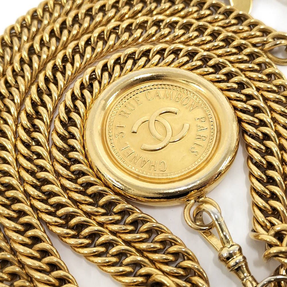 Chanel Coin Necklace Plated Gold — view 8