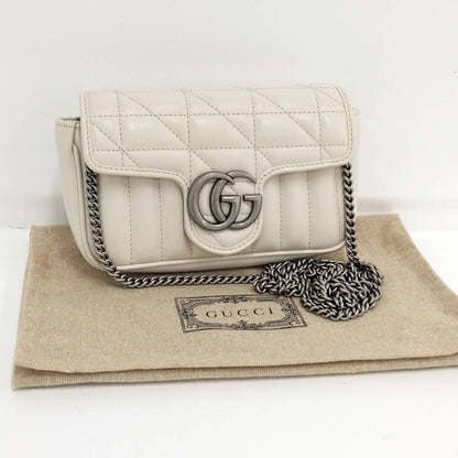 Gucci Shoulder Bag Marmont White Leather — view 8