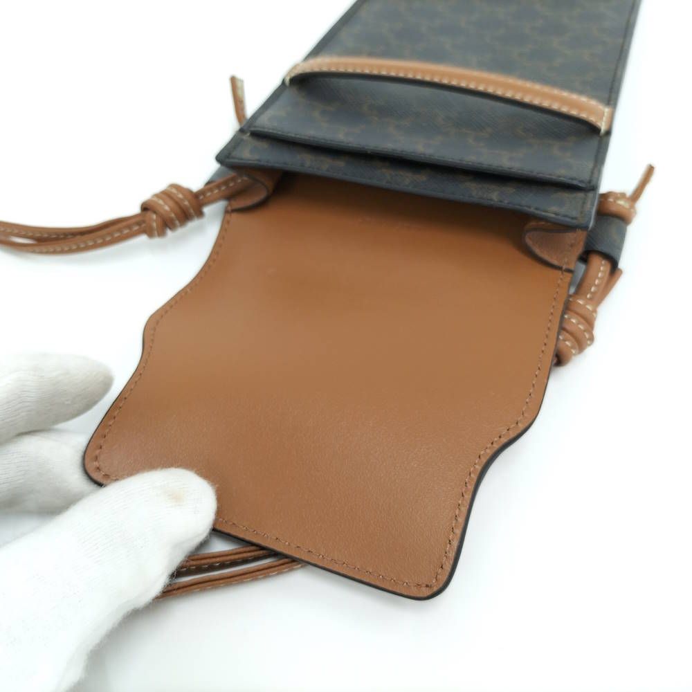 Celine Phone Pouch Triomphe Canvas Brown Black — view 7