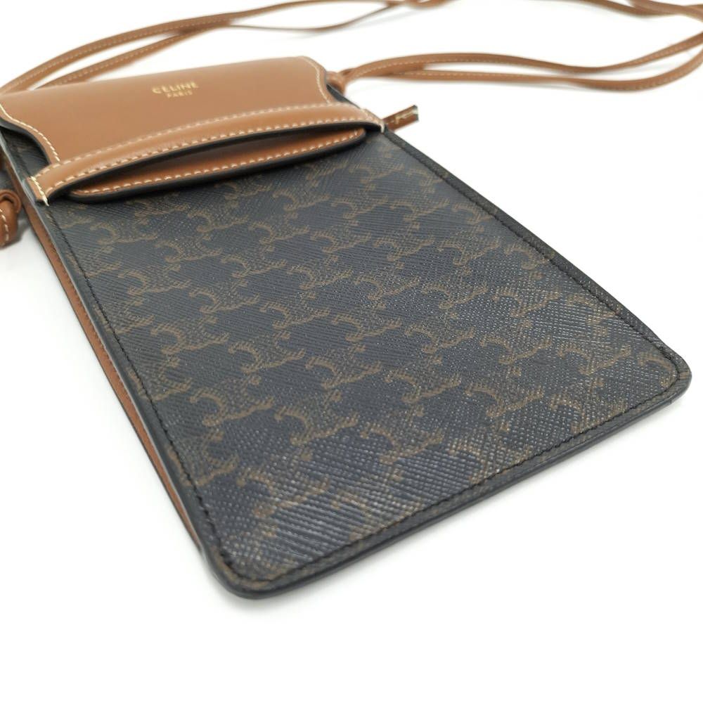 Celine Phone Pouch Triomphe Canvas Brown Black — view 4