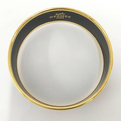 Hermes Enamel GM Bangle Plated Gold Black Multicolor Bracelet — view 5