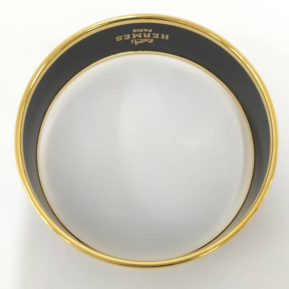 Hermes Enamel GM Bangle Plated Gold Black Multicolor Bracelet — view 8