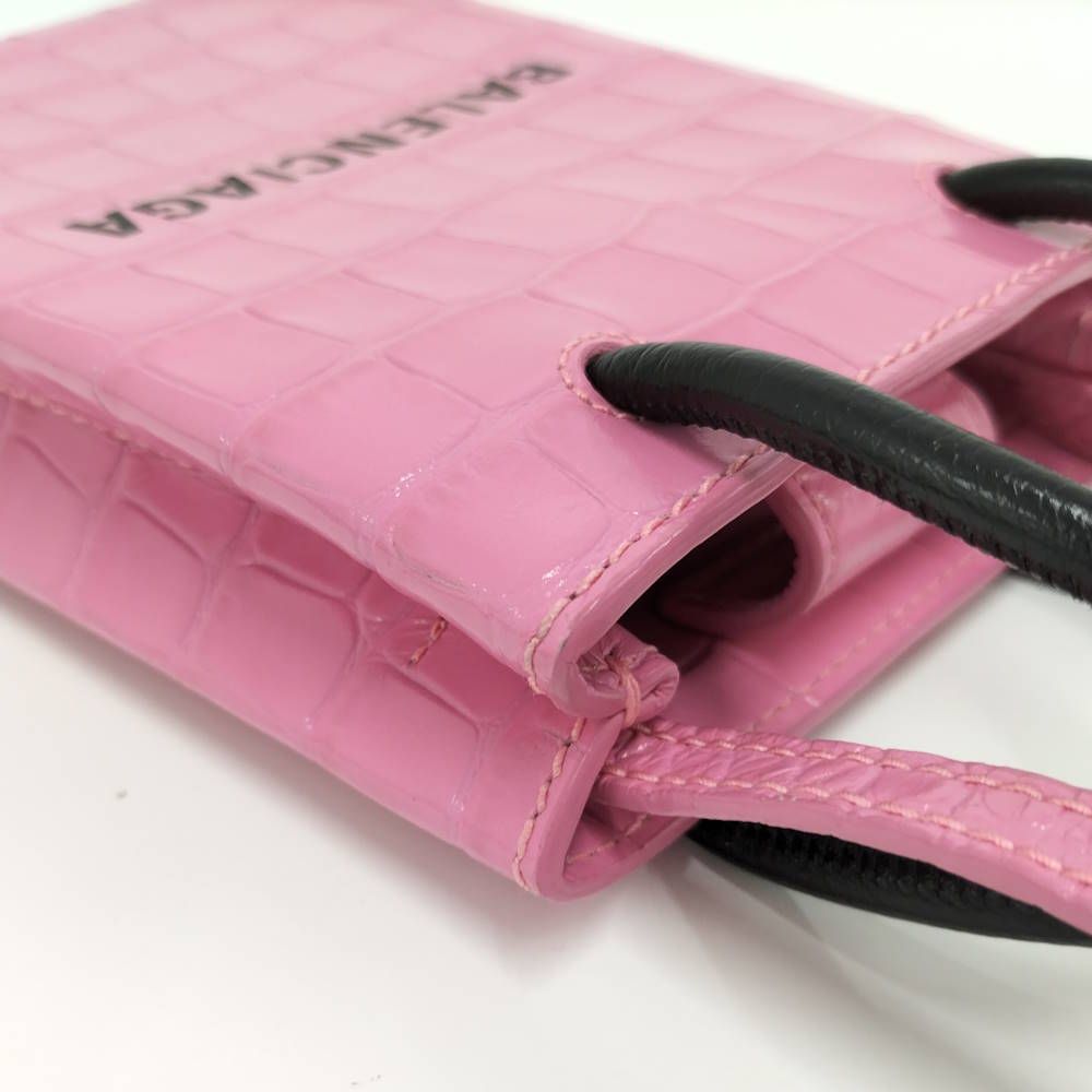 Balenciaga Shopping Phone Shoulder Bag Leather Pink — view 7