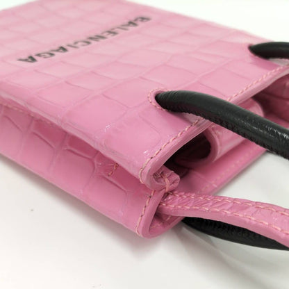 Balenciaga Shopping Phone Shoulder Bag Leather Pink — view 7