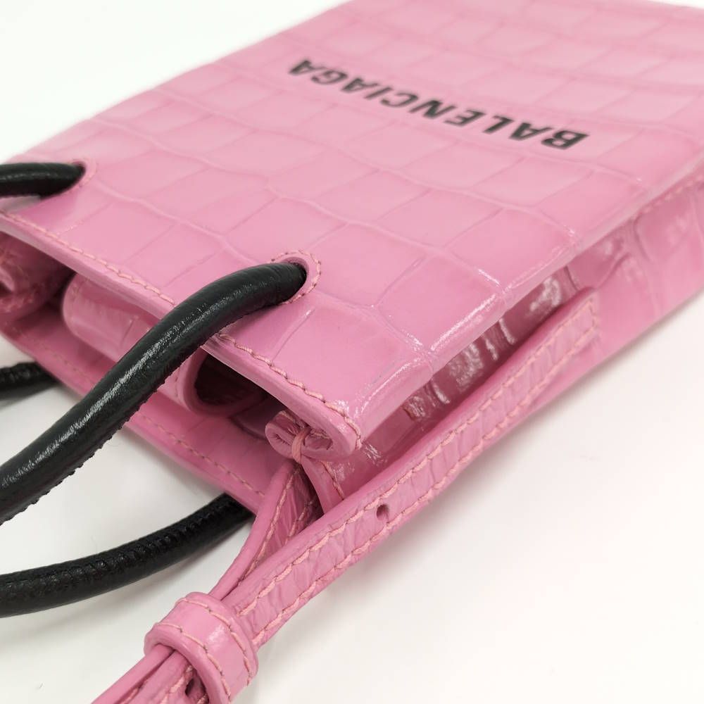Balenciaga Shopping Phone Shoulder Bag Leather Pink — view 5
