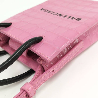 Balenciaga Shopping Phone Shoulder Bag Leather Pink — view 5
