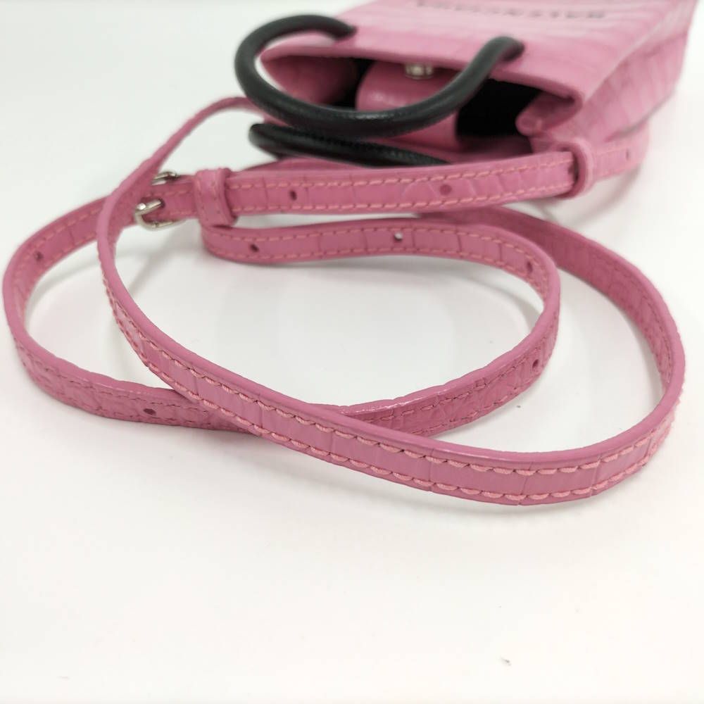 Balenciaga Shopping Phone Shoulder Bag Leather Pink — view 8