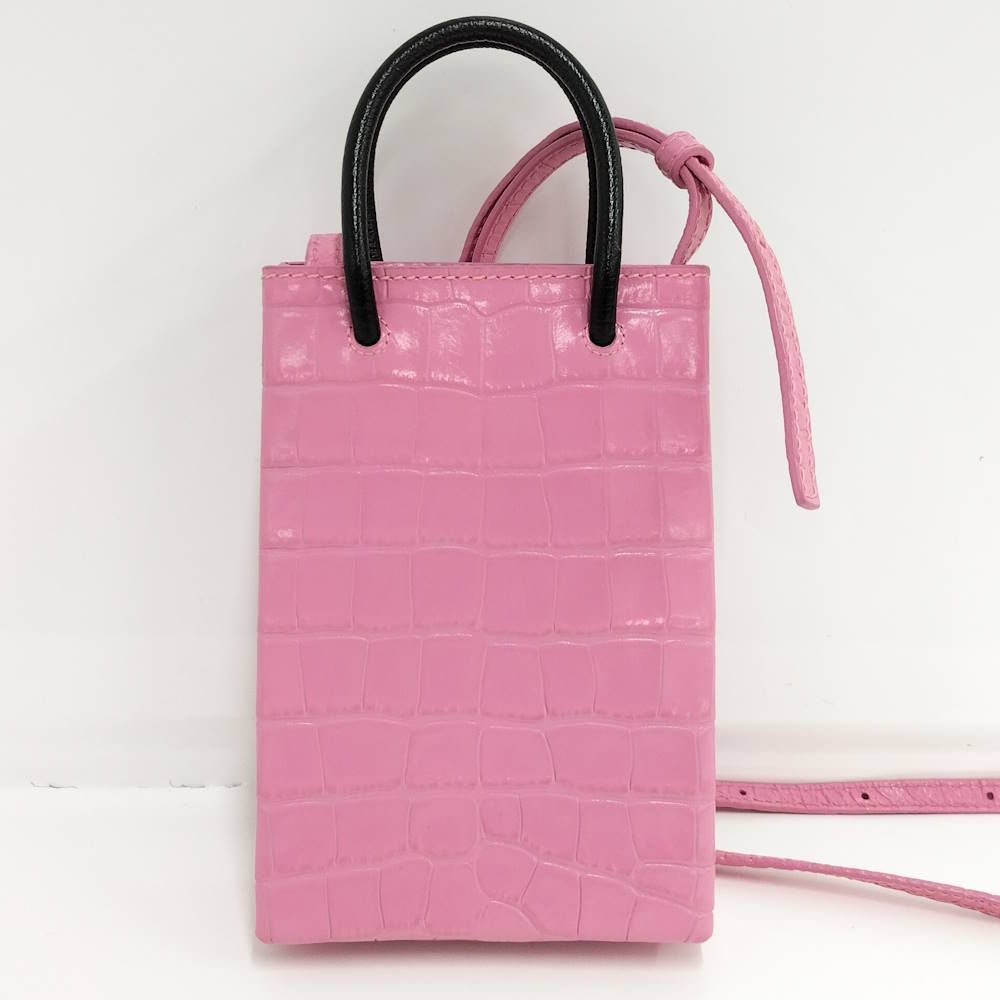 Balenciaga Shopping Phone Shoulder Bag Leather Pink — view 2