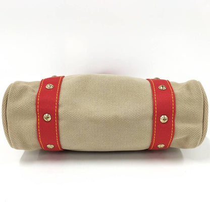 Louis Vuitton Antigua Cabas MM Tote Bab Canvas Leather Beige Red — view 8