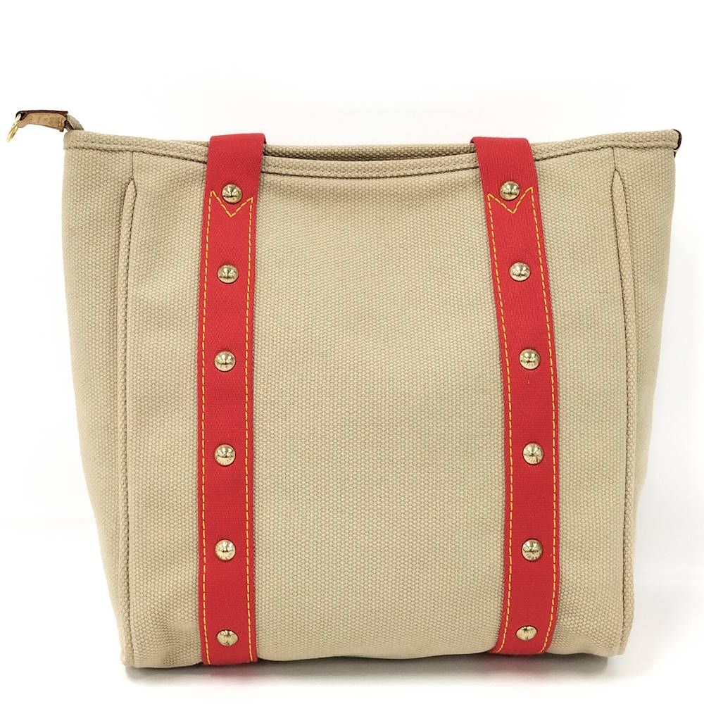 Louis Vuitton Antigua Cabas MM Tote Bab Canvas Leather Beige Red — view 2
