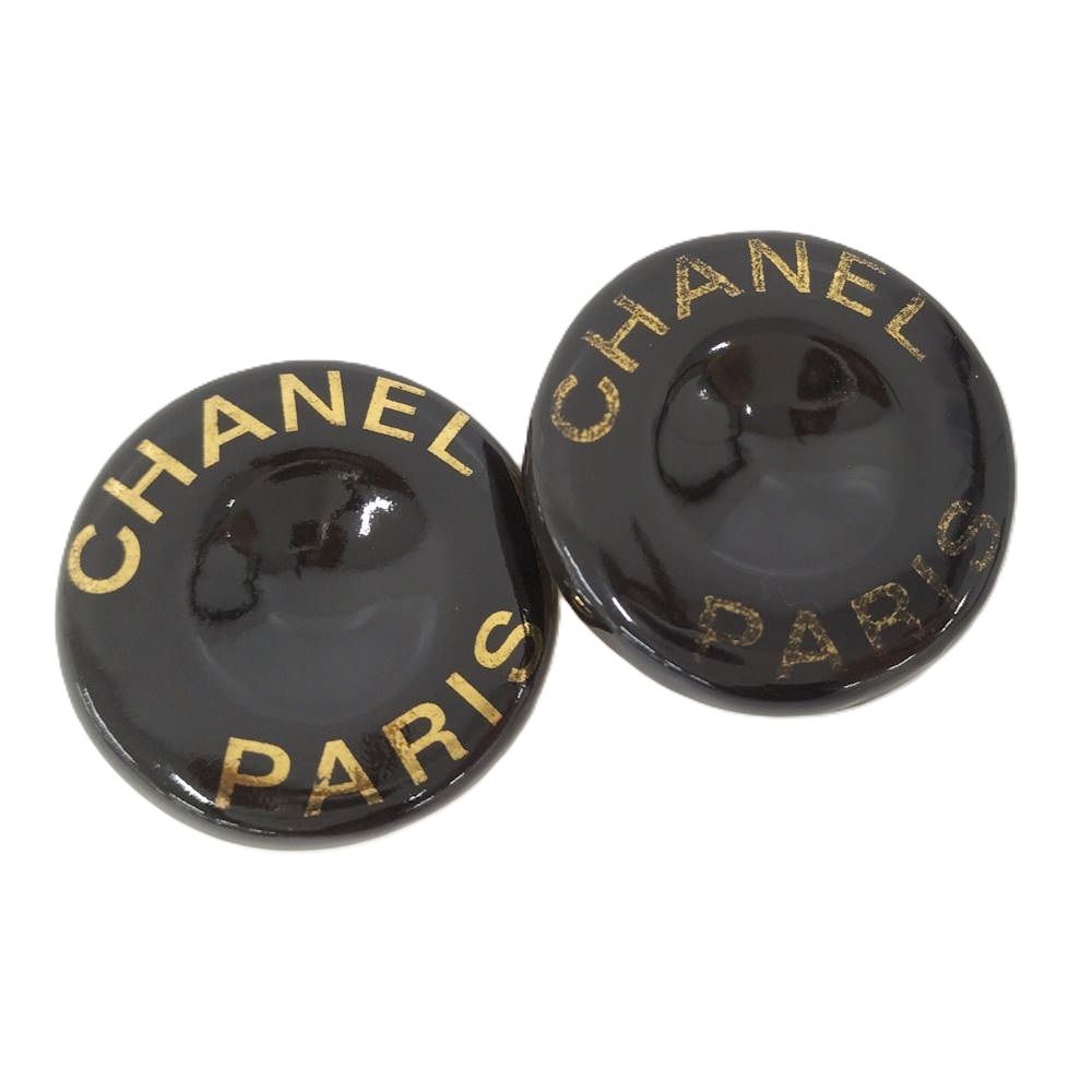Chanel Earrings Plated Black Gold