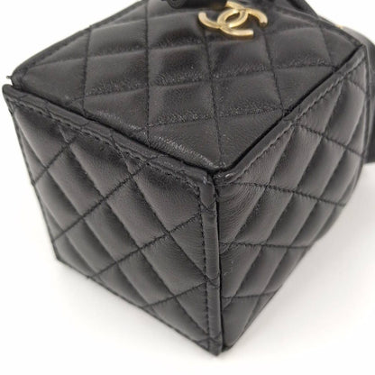 Chanel Mini Cube Chain Shoulder Bag Quilted Lambskin Black — view 3