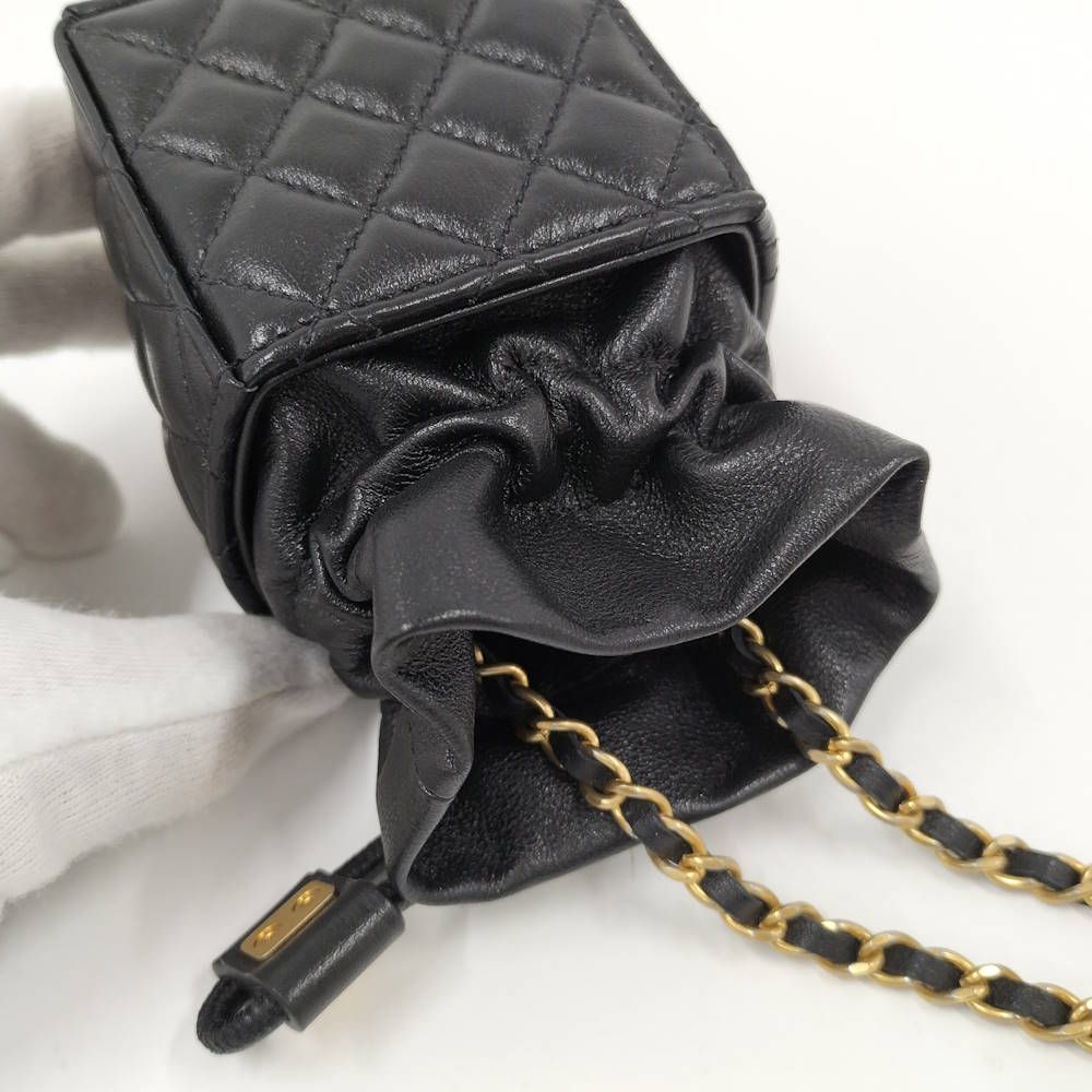 Chanel Mini Cube Chain Shoulder Bag Quilted Lambskin Black — view 7