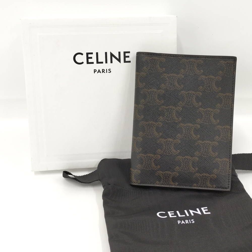 Celine Passport Case Triomphe Leather Brown — view 9