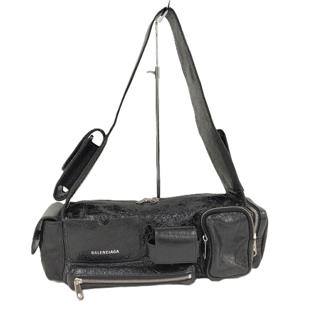 Balenciaga Super Business Shoulder Bag Leather Black