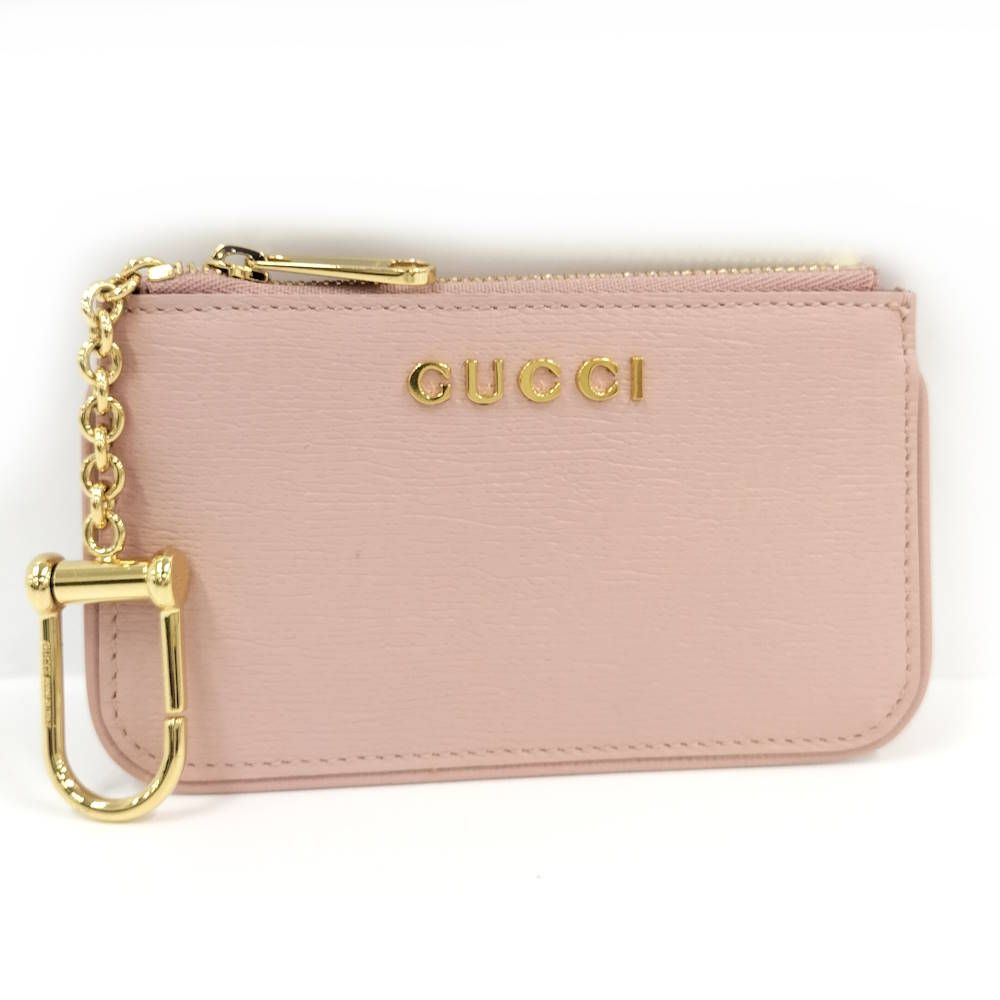 Gucci Script Coin Case Leather Pink