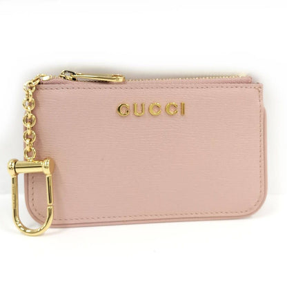 Gucci Script Coin Case Leather Pink