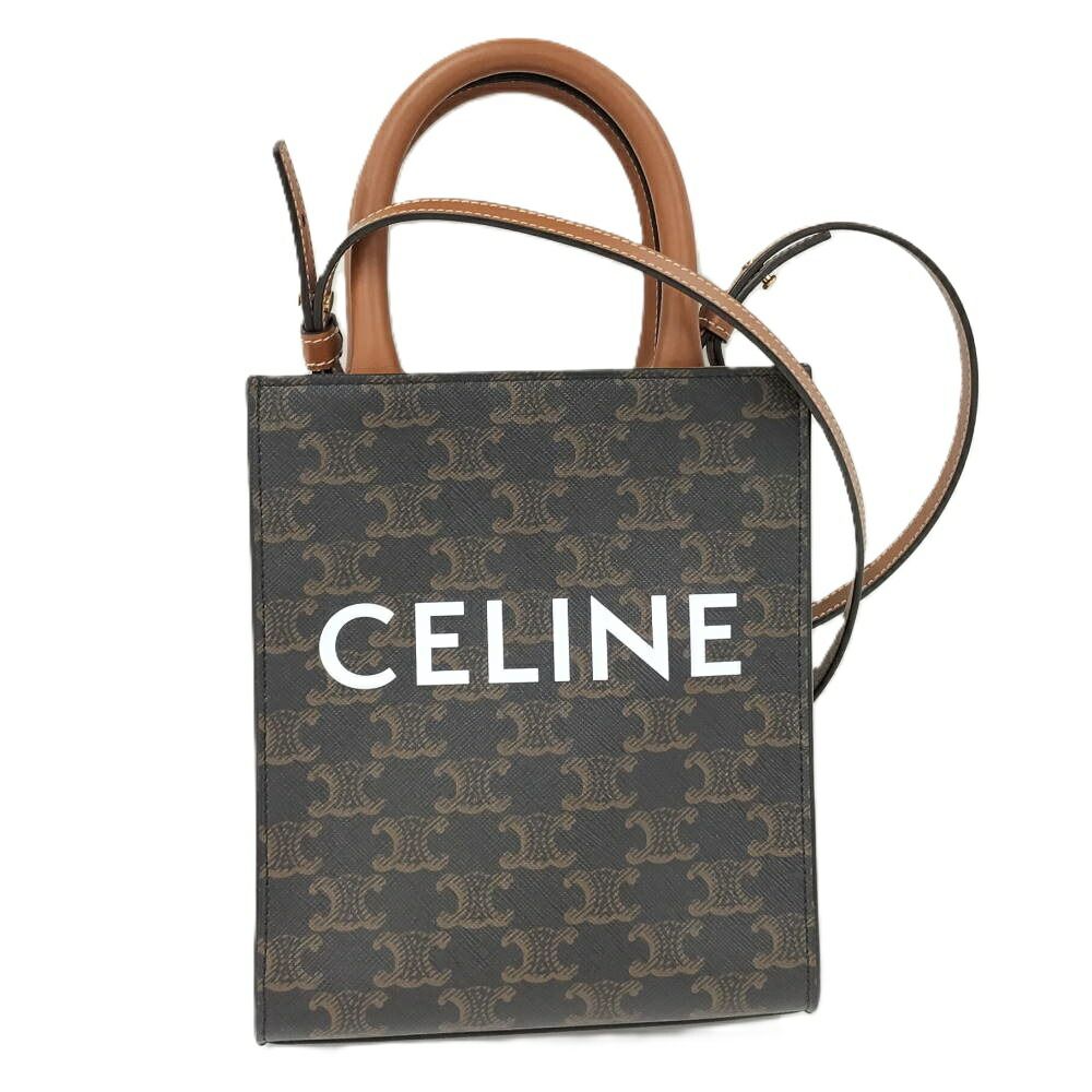 Celine Vertical Cover Mini 2-Way Shoulder Bag Triomphe Leather Brown