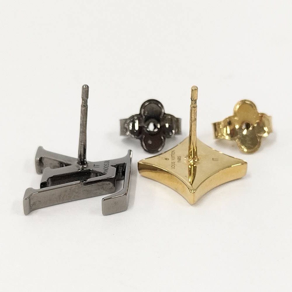 Louis Vuitton Earrings Plated Gold Black — view 3
