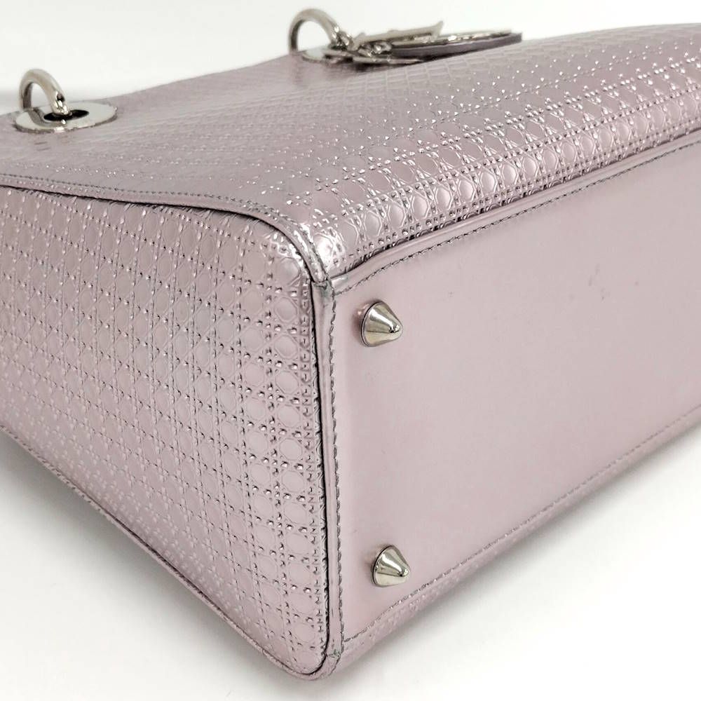 Dior Lady Dior 2-Way Shoulder Bag Leather Metallic Pink — view 4