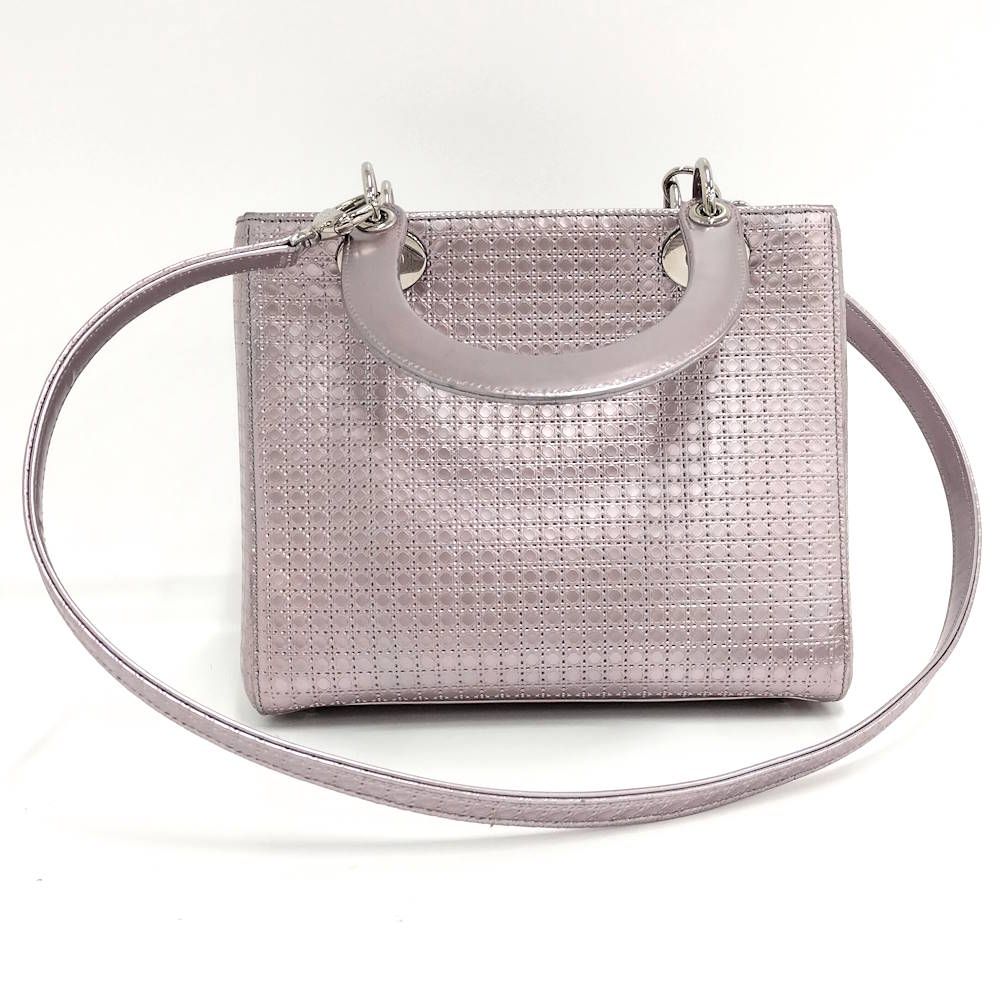Dior Lady Dior 2-Way Shoulder Bag Leather Metallic Pink — view 2