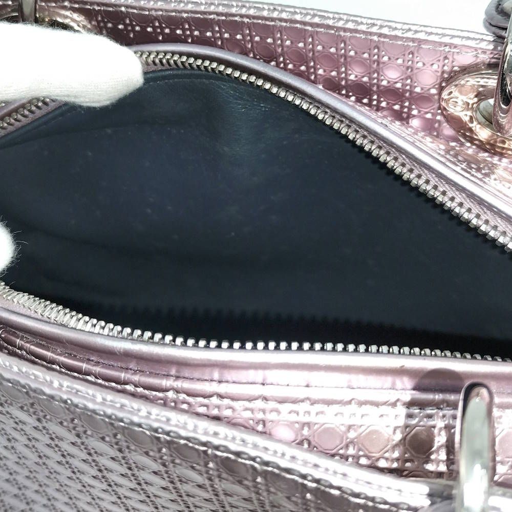 Dior Lady Dior 2-Way Shoulder Bag Leather Metallic Pink — view 9