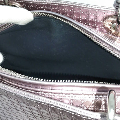 Dior Lady Dior 2-Way Shoulder Bag Leather Metallic Pink — view 9