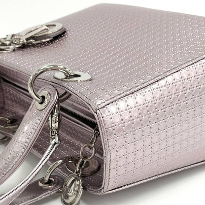 Dior Lady Dior 2-Way Shoulder Bag Leather Metallic Pink — view 3