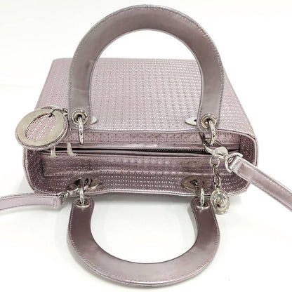 Dior Lady Dior 2-Way Shoulder Bag Leather Metallic Pink — view 7