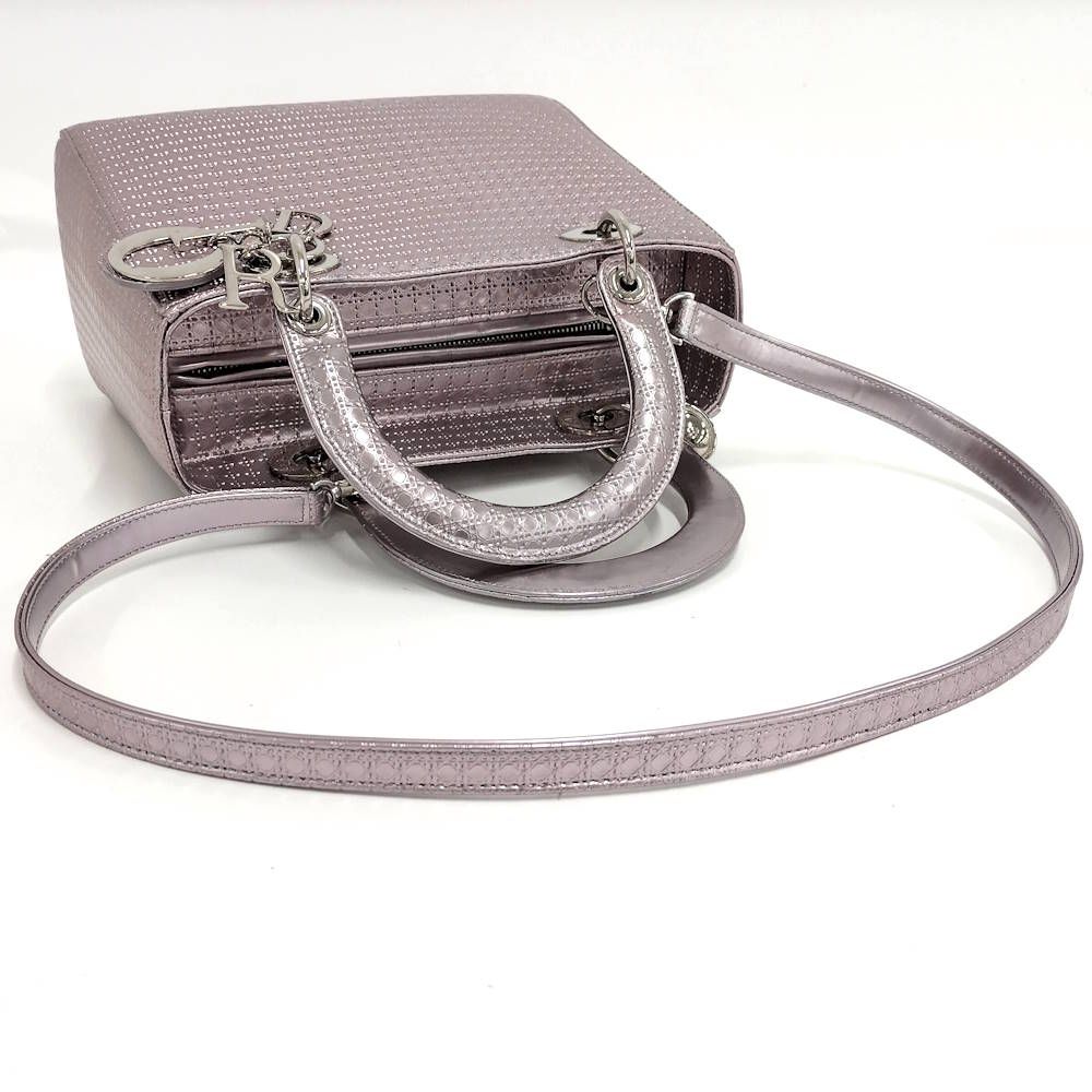 Dior Lady Dior 2-Way Shoulder Bag Leather Metallic Pink — view 6