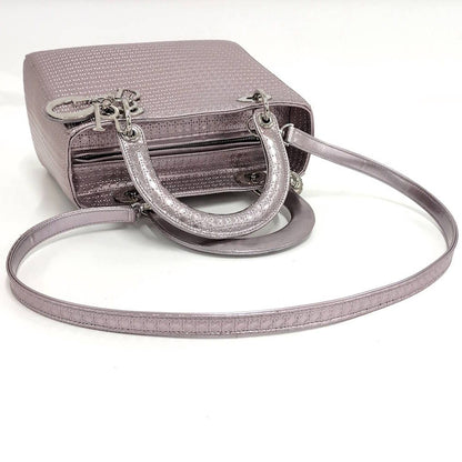 Dior Lady Dior 2-Way Shoulder Bag Leather Metallic Pink — view 6